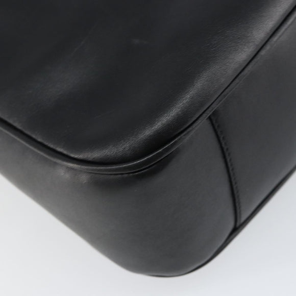 GUCCI Bamboo Shoulder Bag Leather 2way Black Gold 001 1638 2123 Auth 158423