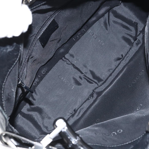 GUCCI Bamboo Shoulder Bag Leather 2way Black Gold 001 1638 2123 Auth 158423