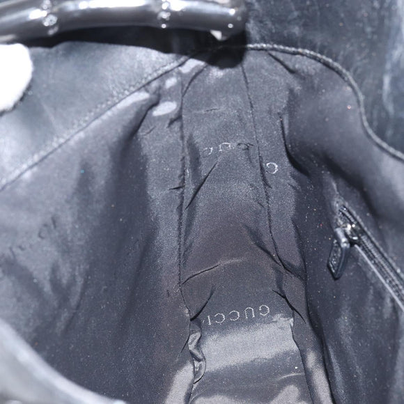 GUCCI Bamboo Shoulder Bag Leather 2way Black Gold 001 1638 2123 Auth 158423