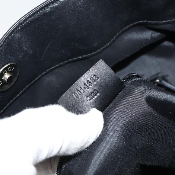 GUCCI Bamboo Shoulder Bag Leather 2way Black Gold 001 1638 2123 Auth 158423