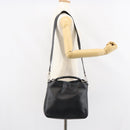 GUCCI Bamboo Shoulder Bag Leather 2way Black Gold 001 1638 2123 Auth 158423-23
