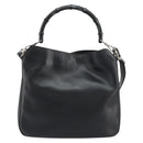 GUCCI Bamboo Shoulder Bag Leather 2way Black Gold 001 1638 2123 Auth 158423-3