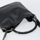 GUCCI Bamboo Shoulder Bag Leather 2way Black Gold 001 1638 2123 Auth 158423-6