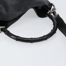 GUCCI Bamboo Shoulder Bag Leather 2way Black Gold 001 1638 2123 Auth 158423-7