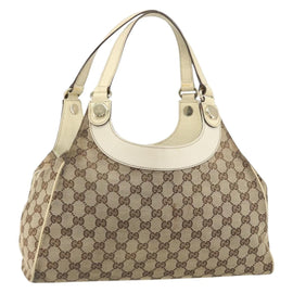 GUCCI GG Canvas Tote Bag Beige Gold 154982 Auth 158424