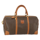 CELINE Macadam Canvas Boston Bag PVC Leather Brown Gold Auth 158425-1
