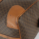 CELINE Macadam Canvas Boston Bag PVC Leather Brown Gold Auth 158425-10