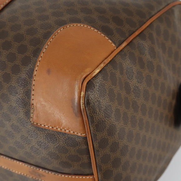 CELINE Macadam Canvas Boston Bag PVC Leather Brown Gold Auth 158425