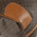 CELINE Macadam Canvas Boston Bag PVC Leather Brown Gold Auth 158425-11
