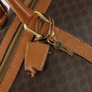 CELINE Macadam Canvas Boston Bag PVC Leather Brown Gold Auth 158425-15