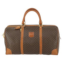 CELINE Macadam Canvas Boston Bag PVC Leather Brown Gold Auth 158425-2