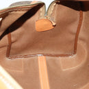 CELINE Macadam Canvas Boston Bag PVC Leather Brown Gold Auth 158425-20