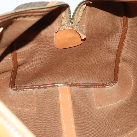 CELINE Macadam Canvas Boston Bag PVC Leather Brown Gold Auth 158425