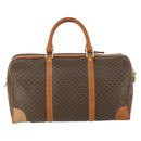 CELINE Macadam Canvas Boston Bag PVC Leather Brown Gold Auth 158425-3