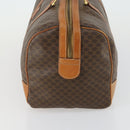 CELINE Macadam Canvas Boston Bag PVC Leather Brown Gold Auth 158425-4