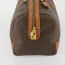 CELINE Macadam Canvas Boston Bag PVC Leather Brown Gold Auth 158425-5