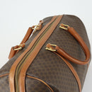 CELINE Macadam Canvas Boston Bag PVC Leather Brown Gold Auth 158425-6