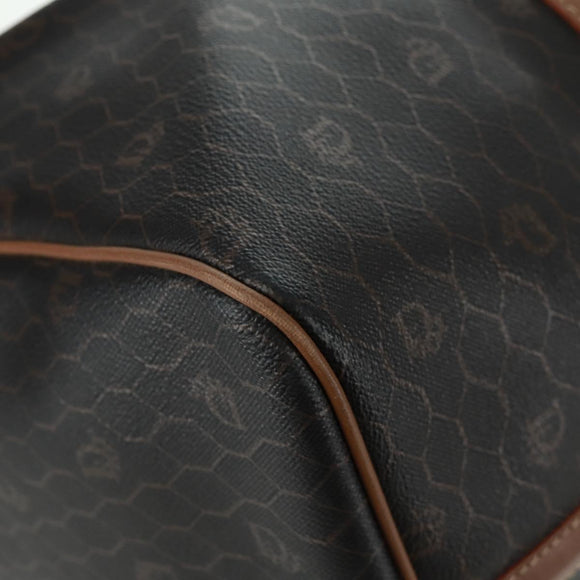 Christian Dior Honeycomb Canvas Boston Bag PVC Black Gold Auth 158426
