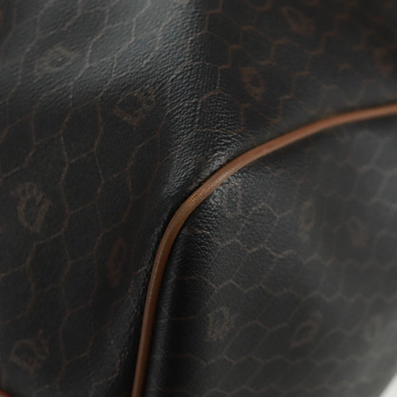Christian Dior Honeycomb Canvas Boston Bag PVC Black Gold Auth 158426