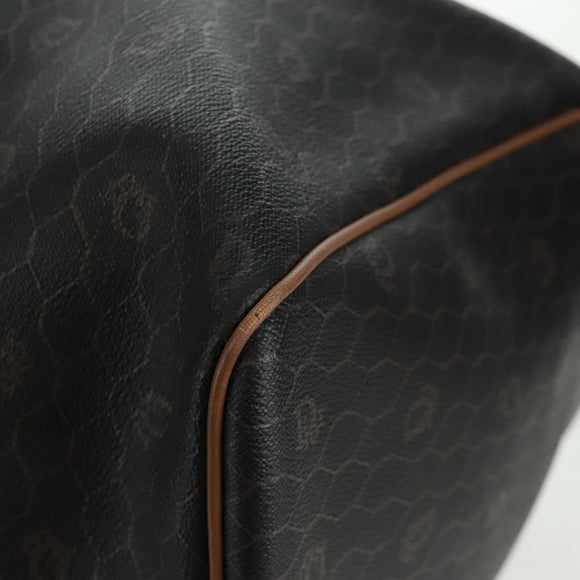 Christian Dior Honeycomb Canvas Boston Bag PVC Black Gold Auth 158426