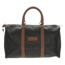 Christian Dior Honeycomb Canvas Boston Bag PVC Black Gold Auth 158426-2