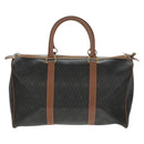 Christian Dior Honeycomb Canvas Boston Bag PVC Black Gold Auth 158426-3