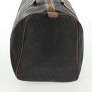 Christian Dior Honeycomb Canvas Boston Bag PVC Black Gold Auth 158426-4
