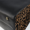 BVLGARI Hand Bag Leather Black Gold Auth 158441-15