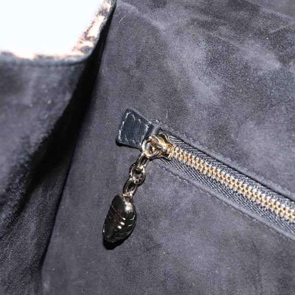 BVLGARI Hand Bag Leather Black Gold Auth 158441