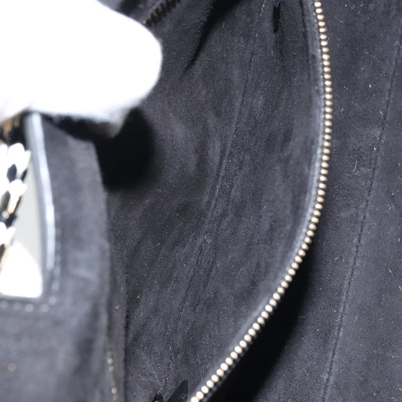 BVLGARI Hand Bag Leather Black Gold Auth 158441