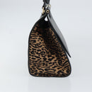 BVLGARI Hand Bag Leather Black Gold Auth 158441-3