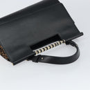 BVLGARI Hand Bag Leather Black Gold Auth 158441-6