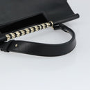 BVLGARI Hand Bag Leather Black Gold Auth 158441-7