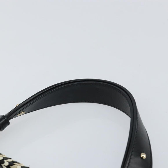 BVLGARI Hand Bag Leather Black Gold Auth 158441