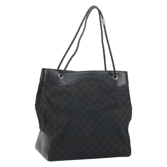 GUCCI GG Canvas Shoulder Bag Black Silver 109141 Auth 158449