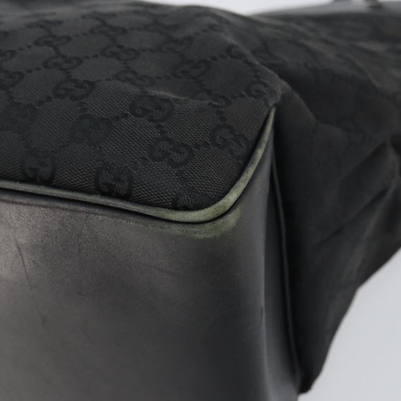 GUCCI GG Canvas Shoulder Bag Black Silver 109141 Auth 158449