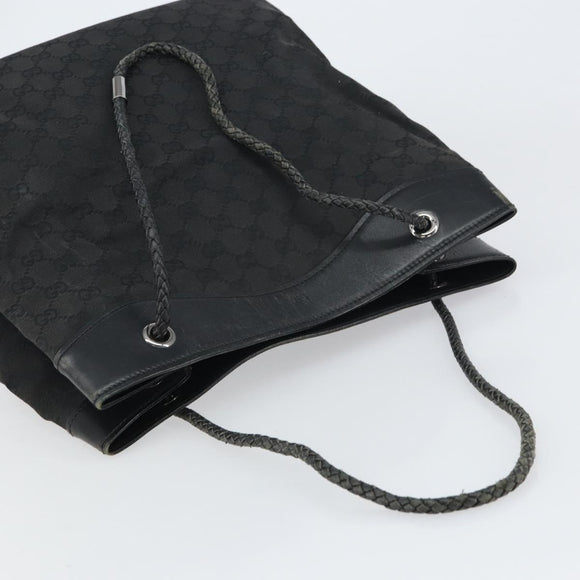GUCCI GG Canvas Shoulder Bag Black Silver 109141 Auth 158449