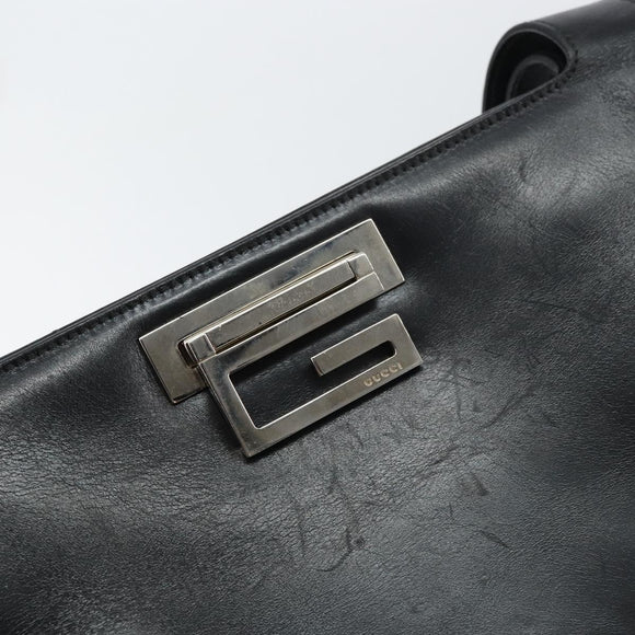 GUCCI Shoulder Bag Leather Black Silver 001 3038 Auth 158450