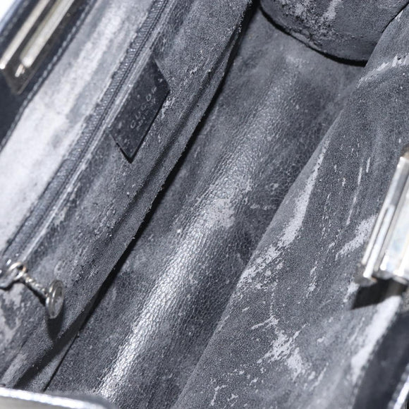 GUCCI Shoulder Bag Leather Black Silver 001 3038 Auth 158450