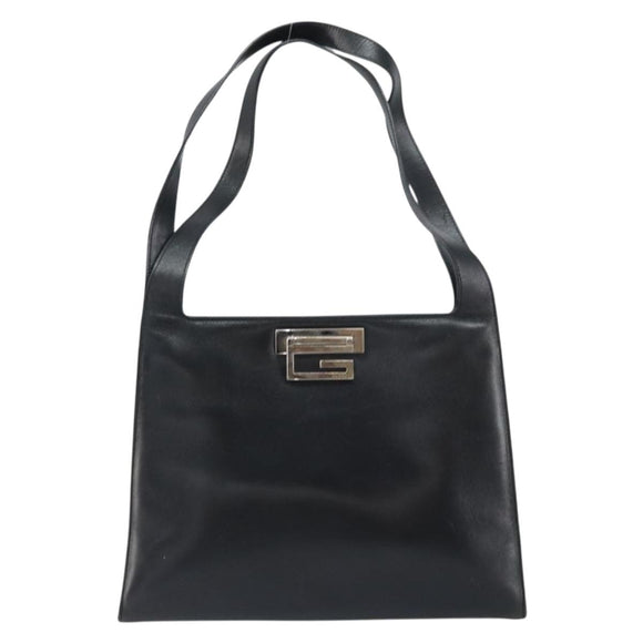 GUCCI Shoulder Bag Leather Black Silver 001 3038 Auth 158450