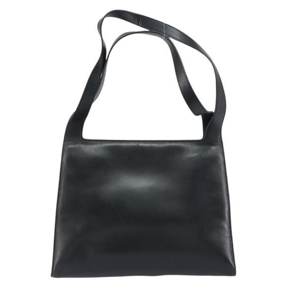 GUCCI Shoulder Bag Leather Black Silver 001 3038 Auth 158450