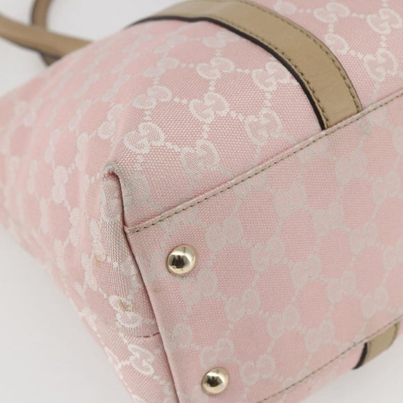 GUCCI GG Canvas Tote Bag Pink Gold Auth 158451