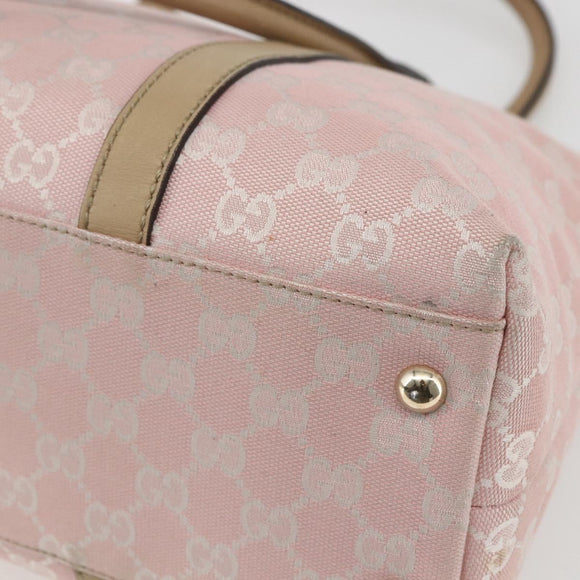 GUCCI GG Canvas Tote Bag Pink Gold Auth 158451