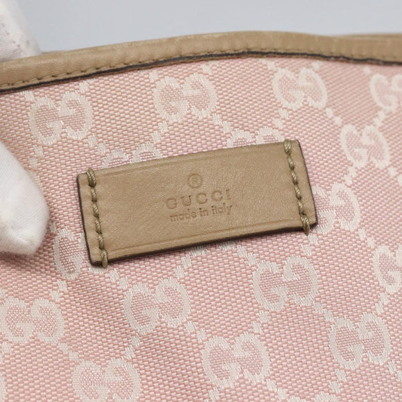 GUCCI GG Canvas Tote Bag Pink Gold Auth 158451