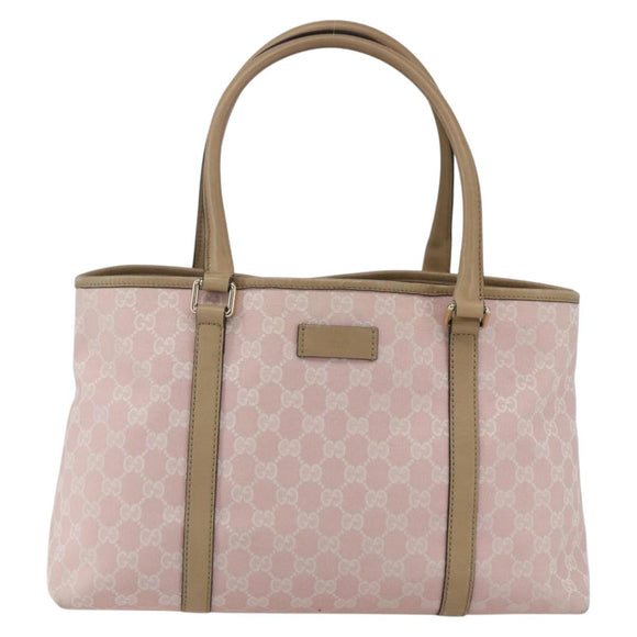 GUCCI GG Canvas Tote Bag Pink Gold Auth 158451