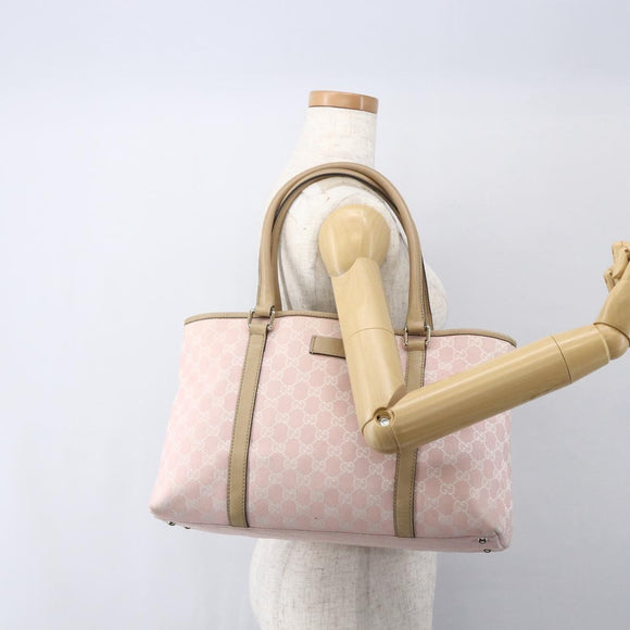 GUCCI GG Canvas Tote Bag Pink Gold Auth 158451