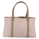 GUCCI GG Canvas Tote Bag Pink Gold Auth 158451-2