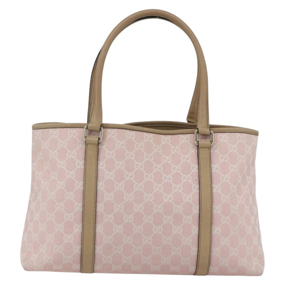 GUCCI GG Canvas Tote Bag Pink Gold Auth 158451