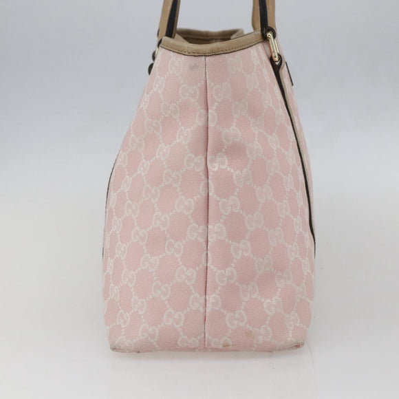 GUCCI GG Canvas Tote Bag Pink Gold Auth 158451