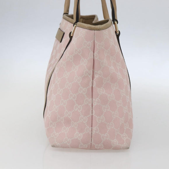 GUCCI GG Canvas Tote Bag Pink Gold Auth 158451